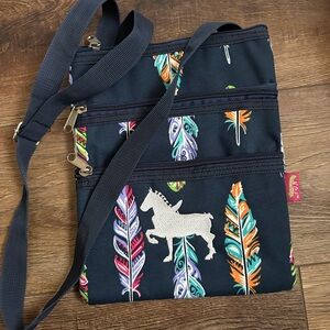 Colorful Feather Print Crossbody Bag